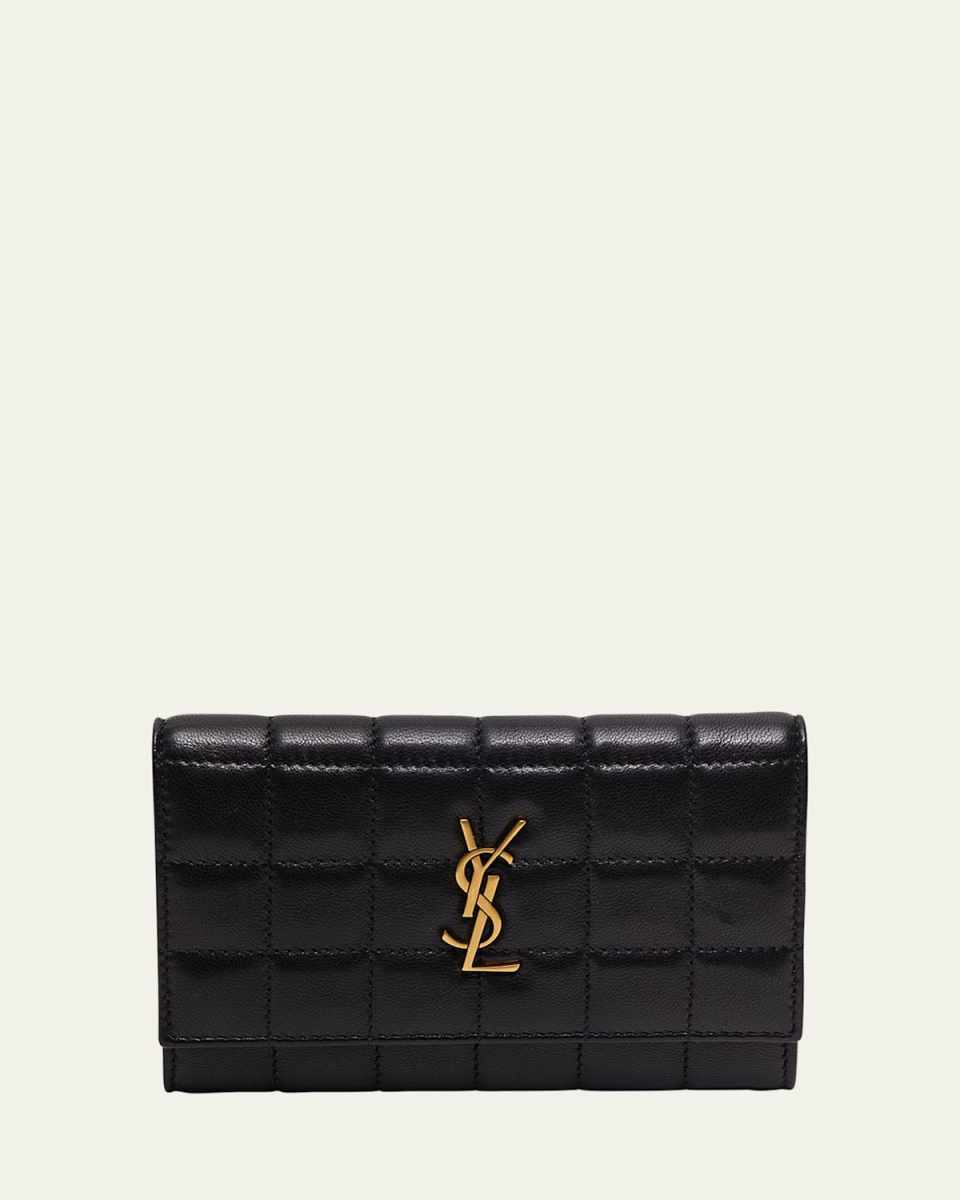 YSL Monogram Flap Small Wallet in Quilted Smooth Leather